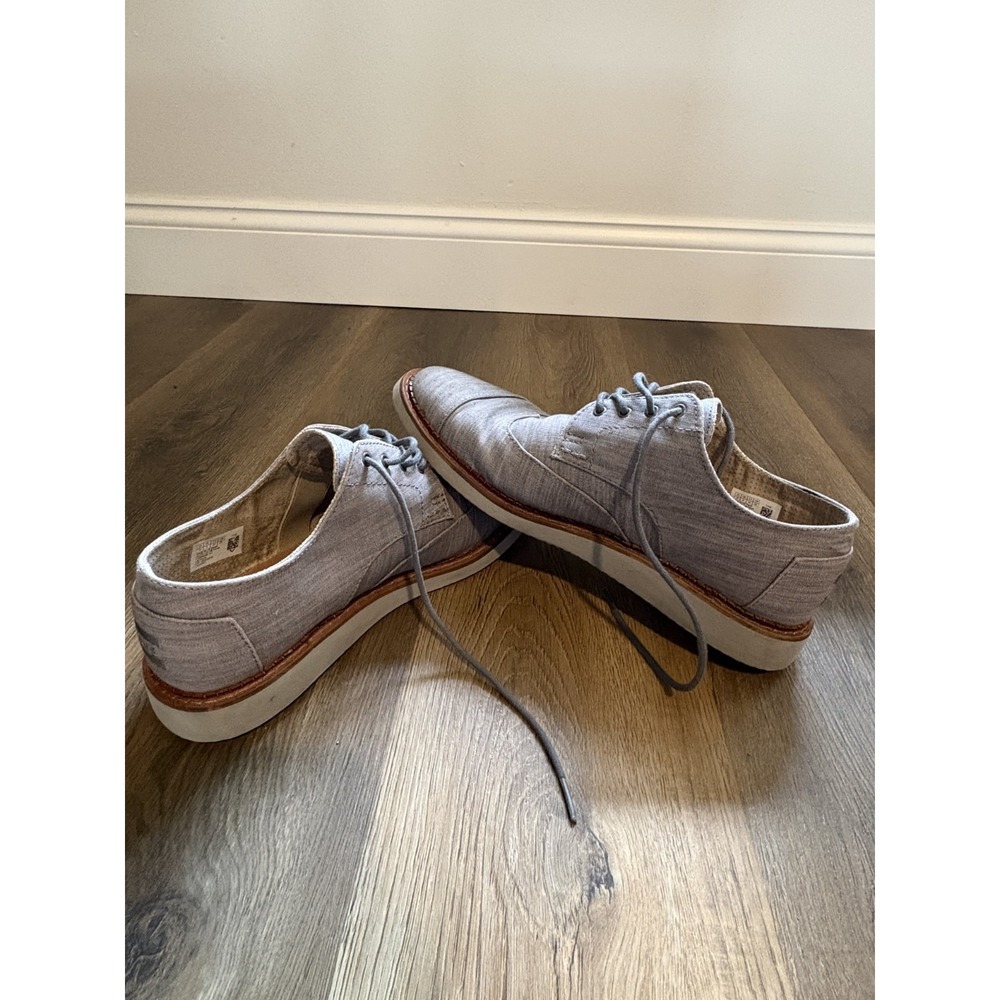 TOMS Wing Tip Oxford Men's Size 10 Gray Canvas Lace Up Loafers Dress Shoes